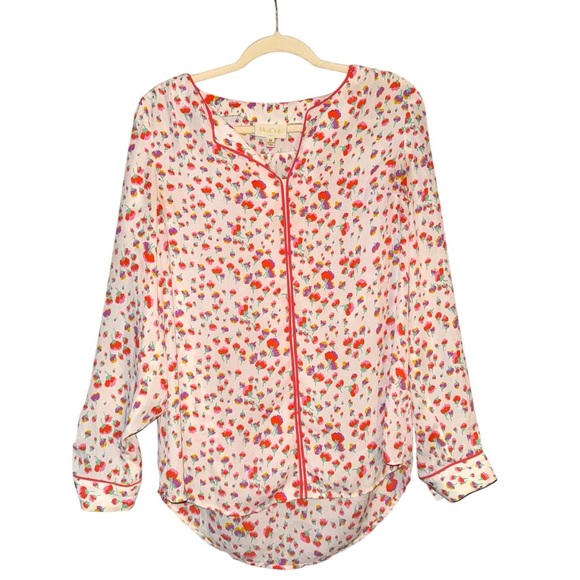 MODCLOTH Podcast Co-Host Floral Blouse Top Falling Blossoms Long Sleeve Medium - Picture 7 of 15